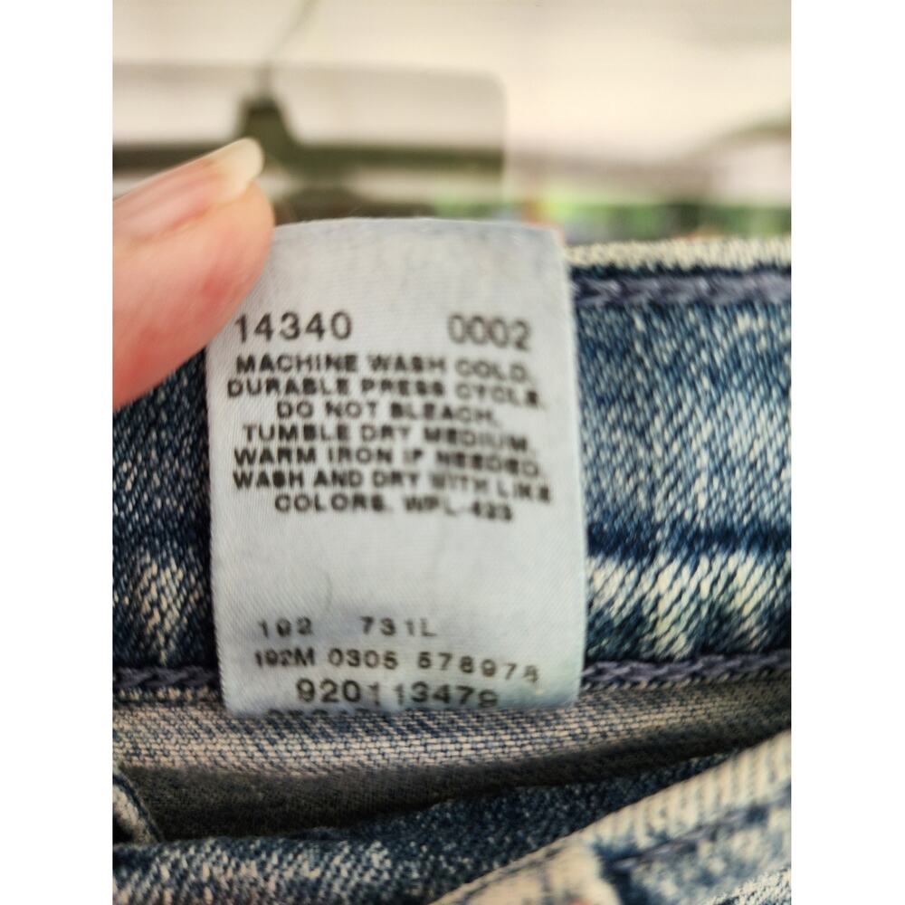 Vintage Y2K Levi's Size 11 Jr Blue Denim Long Button Fly A-Line Raw Hem Skirt - Picture 7 of 8
